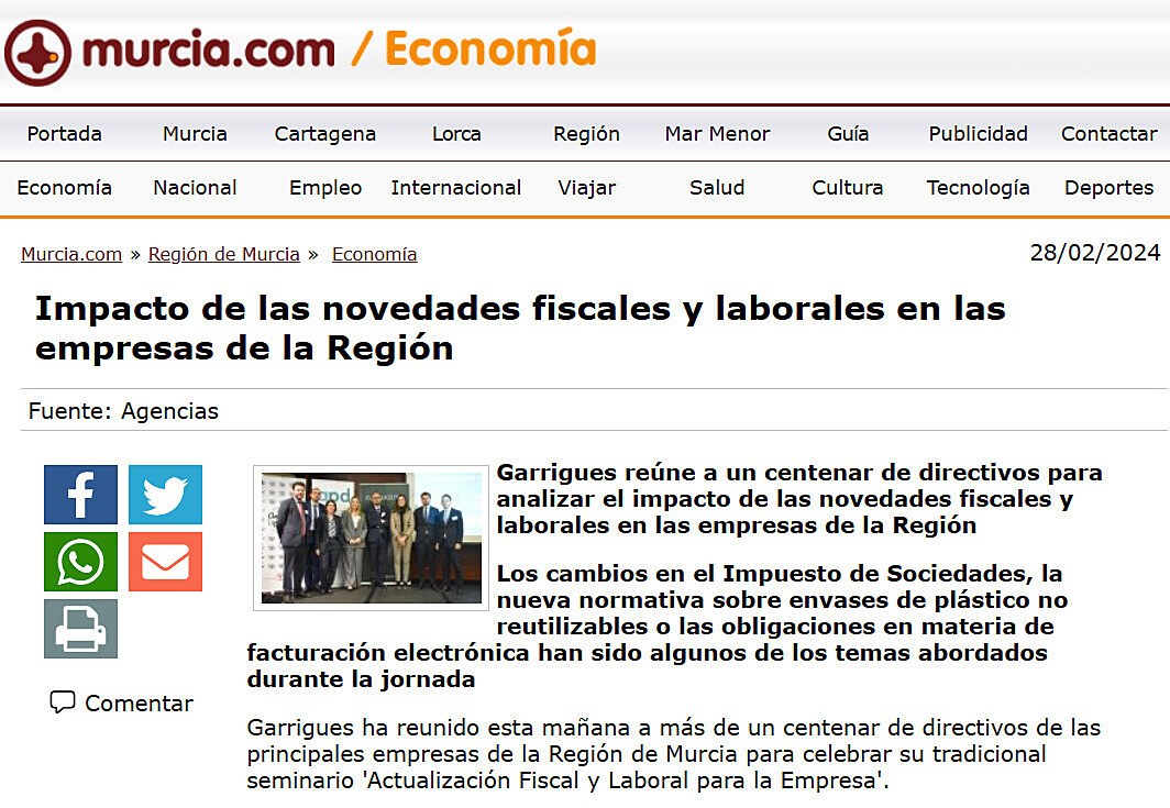 Impacto de las novedades fiscales y laborales en las empresas de la Regin